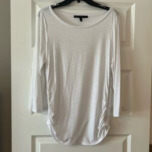 White House Black Market white Ruched 3/4 Sleeve Blouse